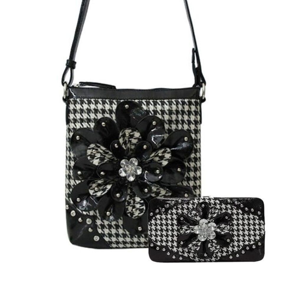 Women's Plaid Black Western Cowgirl Crossbody Purse With Wallet
